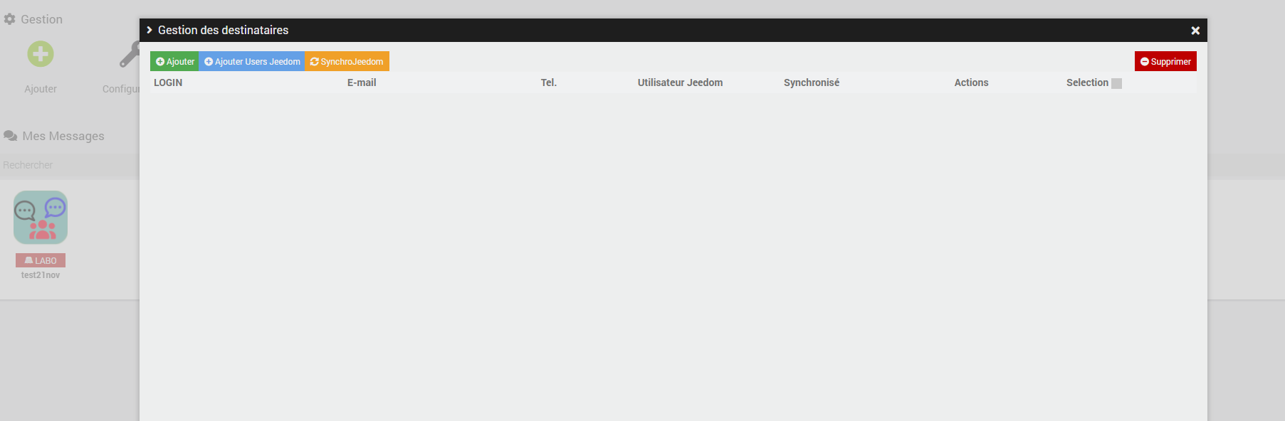 Image modal Gestion Destinataires